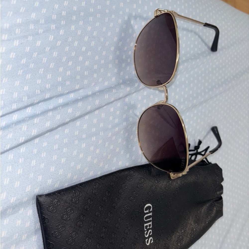 Guess Gold Frame Sunglasses with Black Lenses